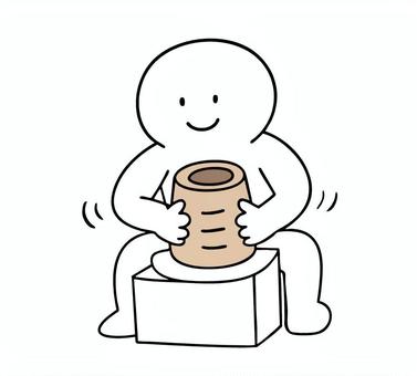 ろくろを回す棒人間 ろくろ,創作,回す,笑顔,陶芸,棒人間,線画,キャラクター,手描き,手書きのイラスト素材