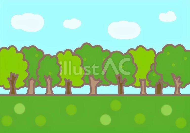 緑の並木　夏　背景のイラスト 並木,緑,木のイラスト素材