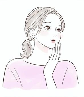 考え事をする女性 人物,女性,考える,きれい,思う,想像する,リラックス,おしゃれ,可愛い,美人のイラスト素材