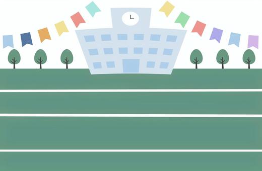 学校の運動会の背景 運動会,学校,校庭,秋,背景,９月,１０月,イベント,行事,体育祭のイラスト素材
