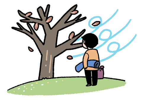 紅葉を見に言ったら既に枯れ木 紅葉狩り,枯れ木,場所取り,ピクニック,遅い,時期,紅葉のイラスト素材