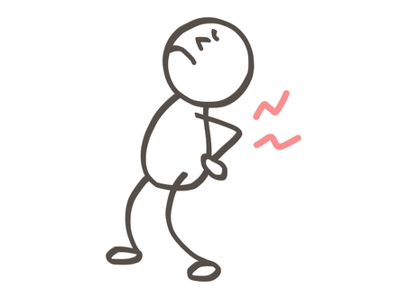 棒人間　腰が痛い 棒人間,人,腰,痛い,ギックリ腰,腰痛,ズキズキ,神経痛,疲れ,姿勢のイラスト素材