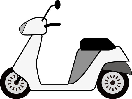 原付　 原付,バイク,スクーター,乗り物,移動,手軽,線画,白のイラスト素材