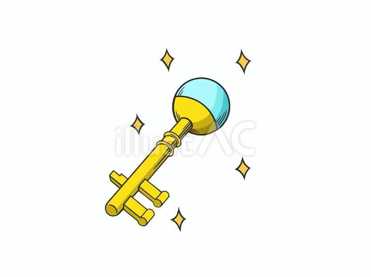 宝箱を開く時に使うお洒落な鍵(キー) 鍵,道具,キーのイラスト素材
