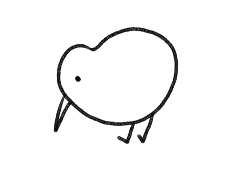 ゆるキウイ線画 キウイ,鳥,nz,手描き,ゆるい,かわいい,ポップ,落書き,背景透過,素材のイラスト素材