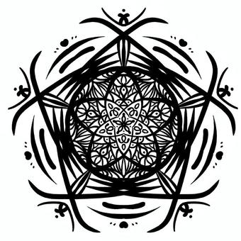 幾何学模様 幾何学,模様,黒,線画,花風のイラスト素材