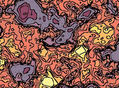 暖色系抽象コミックマップ 抽象的,アブストラクト,等高線,マップ,テクスチャ,背景,壁紙,コミック風,線画,黒線のイラスト素材