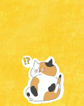 びっくりする三毛猫ちゃん 三毛猫,かわいい,びっくり,衝撃,驚く,警戒,！？,振り向く,見る,ねこのイラスト素材