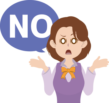Noと答える会社員女性 no,会社員,社員,社会人,女性のイラスト素材