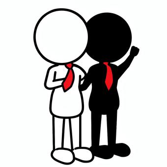 肩を組むビジネスマン ビジネスマン,肩組み,友情,協力,信頼,団結,仲間,チーム,関係,笑顔のイラスト素材