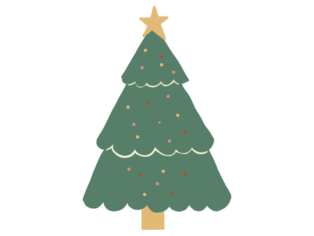 手描きのクリスマスツリー 手描きのクリスマスツリー クリスマスツリー,オーナメント,星,もみの木,手描き,緑,茶色,赤,ピンク,かわいいのイラスト素材