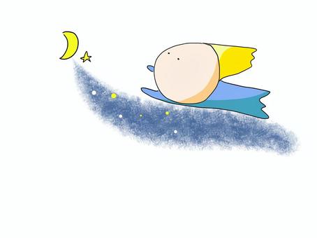 流れ星 流れ星,月,夜空,星屑,青のイラスト素材