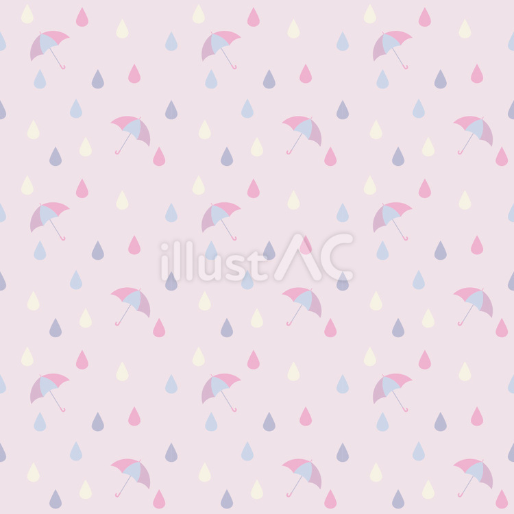雨と傘のシームレスパターン　ピンク 雨,傘,シームレスのイラスト素材