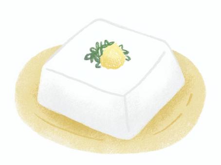 薬味がのった冷奴 冷奴,豆腐,絹豆腐,木綿豆腐,薬味,生姜,ねぎ,食べ物,和食,日本食のイラスト素材