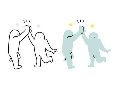 ハイタッチするシンプル人間 ハイタッチするシンプル人間 ハイタッチ,仲良し,喜びのイラスト素材