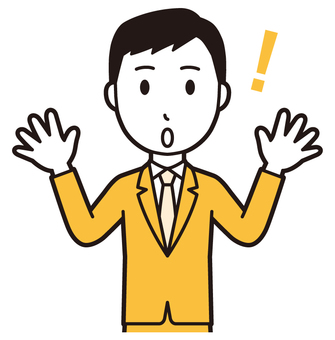  スーツ青年(黄)-181-バスト 気づく,ビジネスマン,会社員,男性,サラリーマン,オフィス,ビジネス,営業マン,先生,講師のイラスト素材