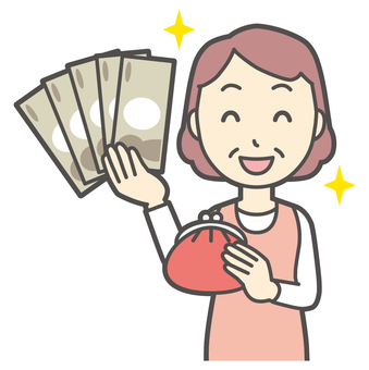  エプロンおばちゃん-091-バスト 財布,おばちゃん,エプロン,お母さん,ママ,中年,おばさん,主婦,人物,かわいいのイラスト素材