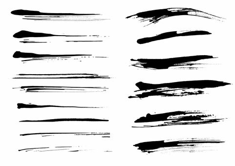 筆タッチの線の素材  筆タッチ,筆線,かすれ,黒,流れ,年賀状素材,手描き,勢い,和風,和デザインのイラスト素材