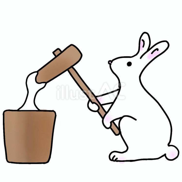 餅つきうさぎの新年の準備 うさぎ,餅つき,動物のイラスト素材