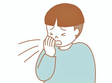咳をする男の子 咳,風邪,インフルエンザ,感染症,辛い,子供,男の子,かわいい,シンプル,手描きのイラスト素材
