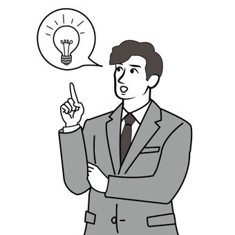 閃いたサラリーマン ひらめき,アイデア,電球,閃く,発想,サラリーマン,ビジネス,人物,男性,スーツのイラスト素材