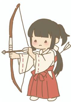弓を引く巫女 巫女,装束,人物,女の子,キャラクター,弓,矢,日本,伝統,武道のイラスト素材