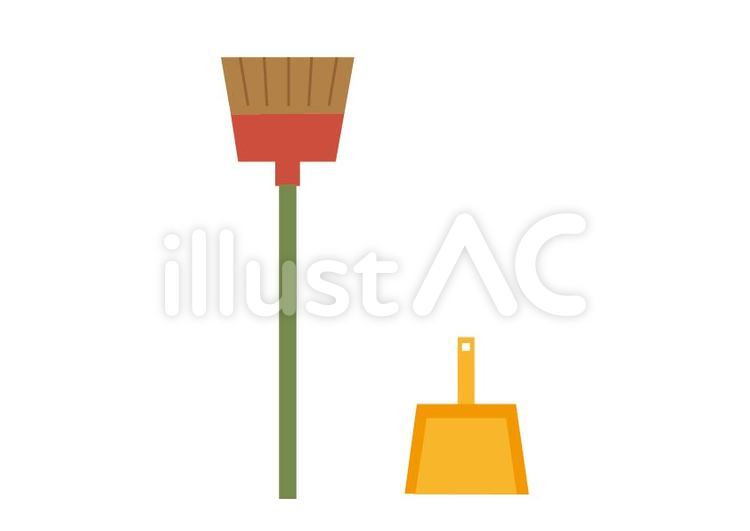 箒と塵取り 箒,塵取り,掃除道具のイラスト素材