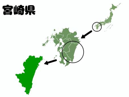 宮崎県 宮崎,県,九州,地方,都道府県,地図,マップ,日本,日本列島,観光地のイラスト素材