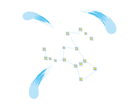 オリオン座流星群 オリオン座流星群,オリオン座,流星群,流れ星,星座,星,輝き,青い光,きらきら,手描きのイラスト素材