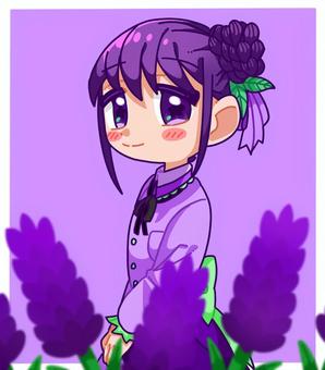 Illustration, girl, personification, lavender, 