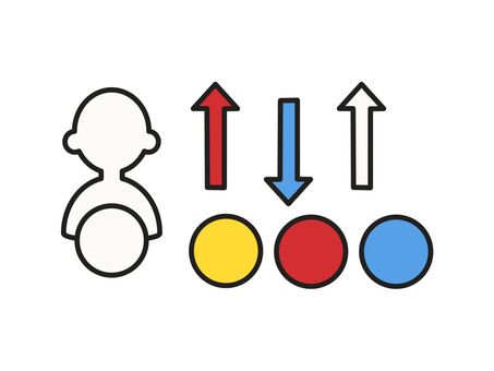 人物と引き上げ引き下げ　素材１ nisa,年齢,引き上げ,引き下げ,上向き,下向き,上方向,下方向,アップ,ダウンのイラスト素材