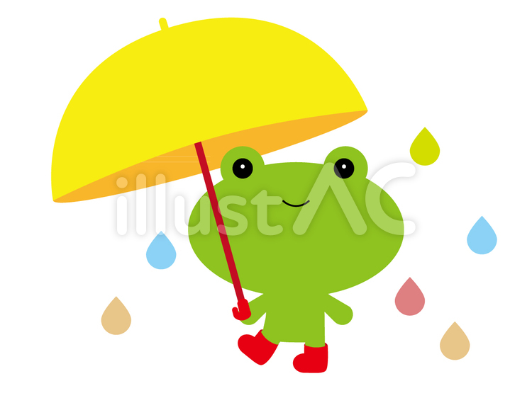 雨の日のかえる かえる,カエル,雨のイラスト素材