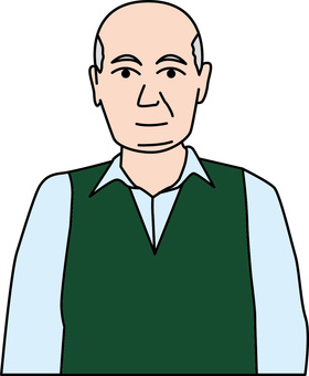 Illustration, idoso, homem, careca, 