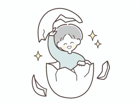 引きこもりから回復した笑顔の男の子２ 引きこもり,回復,子ども,笑顔,男の子,前向き,成長,希望,子供,少年のイラスト素材