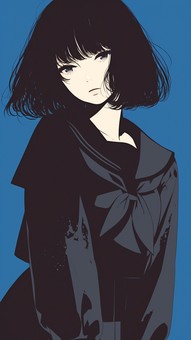 黒のセーラー服を着た少女