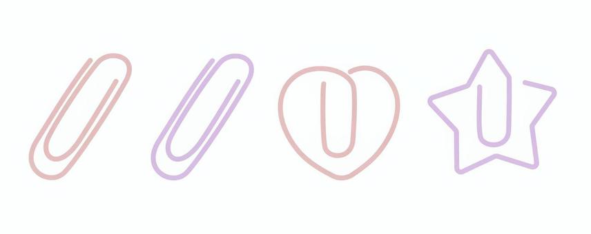 クリップイラストセット　パステルカラー クリップ,文房具,とめる,挟む,ゼムクリップ,ハート,星,パステル,かわいい,セットのイラスト素材