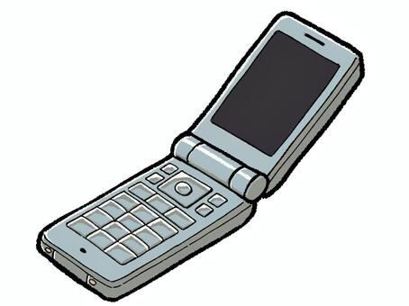 フィーチャーフォン（ガラケー）のイラスト フィーチャーフォン,ガラケー,携帯電話,折りたたみ,懐かしい,銀色,通話,モバイル,端末,レトロのイラスト素材