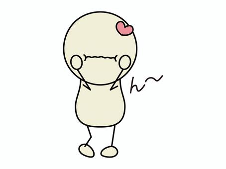 ん～と喜ぶ棒人間　白 棒人間,顔文字,絵文字,オノマトペ,んー,文字,ひらがな,感情,表情,表現のイラスト素材