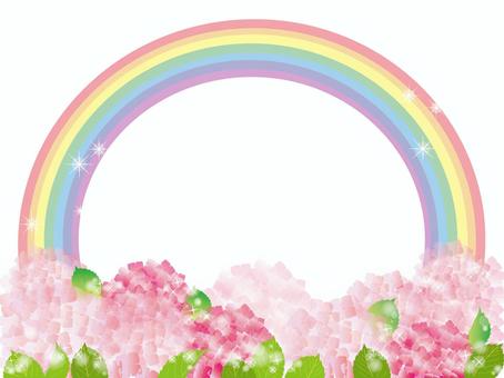 Hydrangea with rainbow and glitter, , JPG, PNG and AI