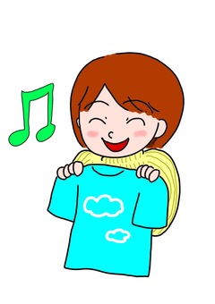 ころもがえ→夏 ころもがえ,半そで,暑い,夏,着替えのイラスト素材