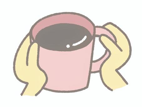 カップを持つ手（ピンク） カップ,マグカップ,コップ,手,持つ,ピンク色,コーヒー,カフェ,飲み物,飲むのイラスト素材