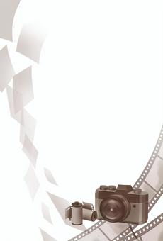 故人の趣味の喪中はがきカメラセピアカラー 喪中はがき,年賀状,背景,挨拶,テンプレート,趣味,葉書,素材,フレーム,白背景のイラスト素材