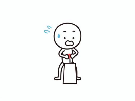 レバー操縦で焦る棒人間のイラスト レバー,ハンドル,操縦,操作,コントロール,舵取り,舵,船長,焦る,困難のイラスト素材