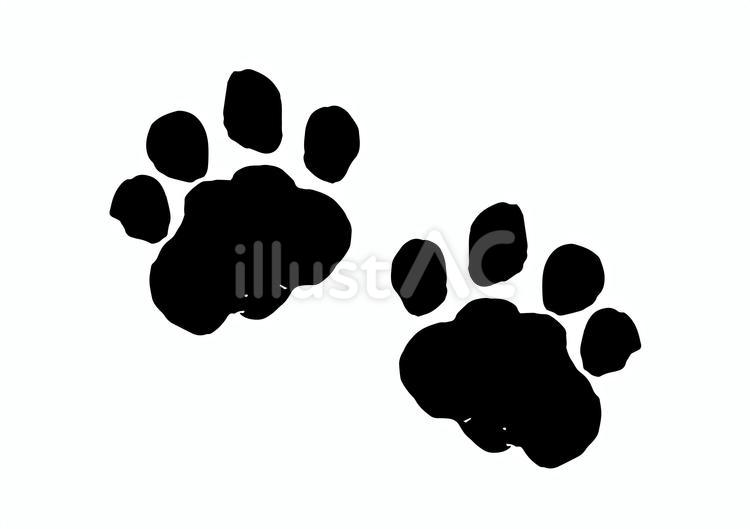 筆の手描きの猫の肉球 ねこ,肉球,足跡のイラスト素材