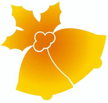 クリスマスで使うジングルベルと柊（黄色） ジングルベル,鈴,シルエット,クリスマス,アイコン,xmas,christmas,クリスマス素材,シンプル,ベルシルエットのイラスト素材