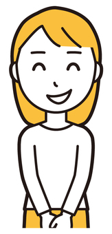  ロングヘア女性(黄)-279-バスト 悪人,女性,女の子,人物,かわいい,表情,感情,悪い,悪事,いじわるのイラスト素材