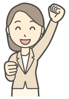  カジュアルスーツ女性-140-バスト ガッツポーズ,会社員,女性,スーツ,ビジネス,仕事,ol,人,大人,ビジネスウーマンのイラスト素材