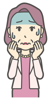  お金持ちマダム-073-バスト ストレス,おばさん,中年,女性,富裕層,マダム,裕福,お金持ち,ミセス,おばちゃんのイラスト素材