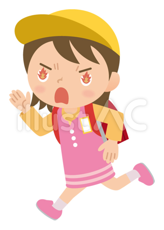走る小学生の女の子 走る,小学生,女の子のイラスト素材