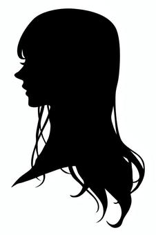 女性の横顔シルエット（ロング） シルエット,女性,女,髪型,ヘアスタイル,ロング,ロングヘア,長髪,美容,髪のイラスト素材